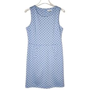 Tyler Boe Womens Blue Polka Dot Sleeveless Shift Dress Size M Pockets Knit
